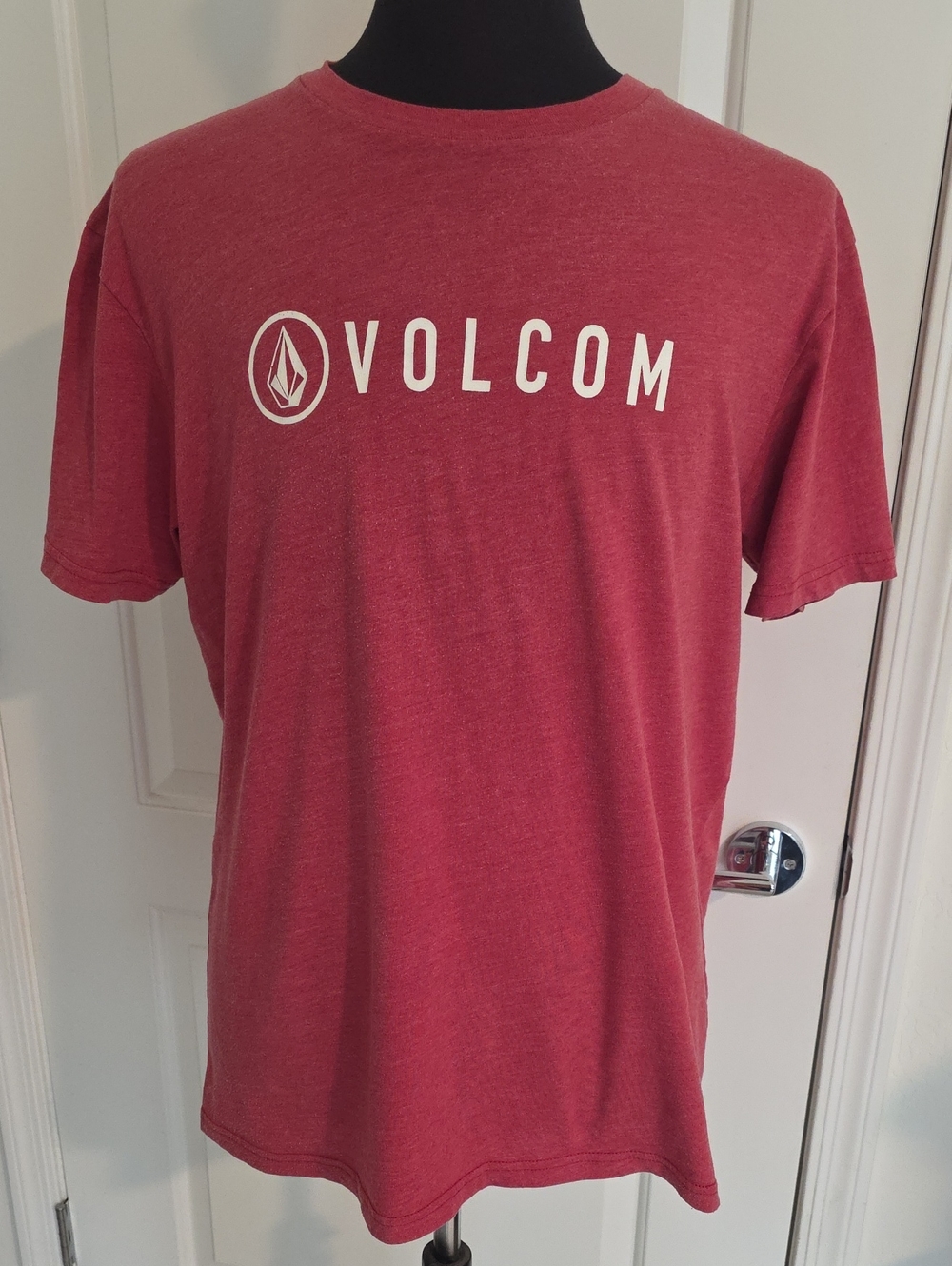 Volcom Men's Heather Red Logo Crew Tee